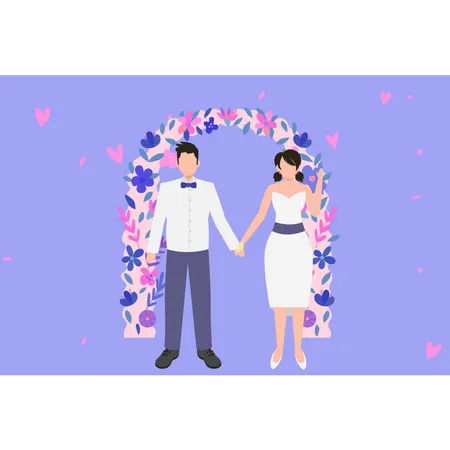 Hochzeitspaar hält Hände  Illustration