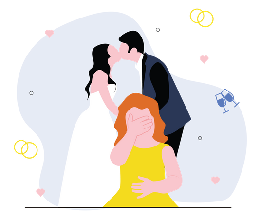 Hochzeitspaar küsst sich  Illustration