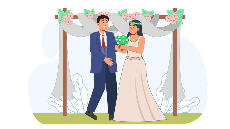 Hochzeitspaar steht zusammen  Illustration