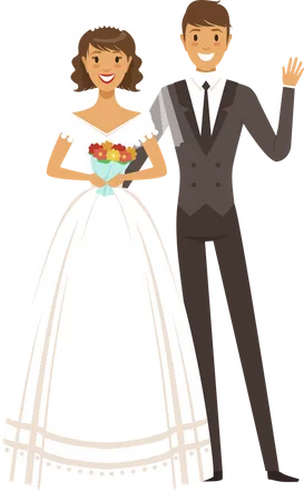 Hochzeitspaar steht zusammen  Illustration