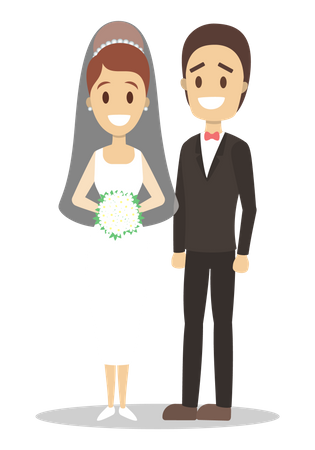 Hochzeitspaar steht zusammen  Illustration