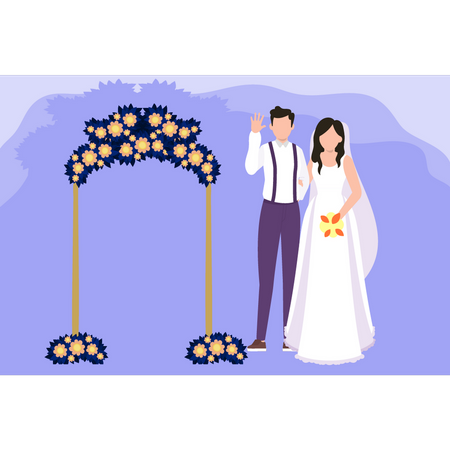 Hochzeitspaar steht zusammen  Illustration