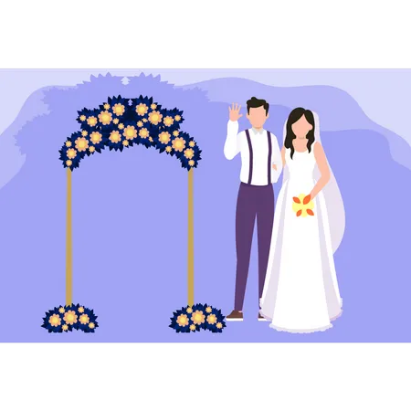 Hochzeitspaar steht zusammen  Illustration