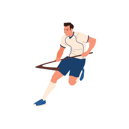 Hocket player with stick  Illustration