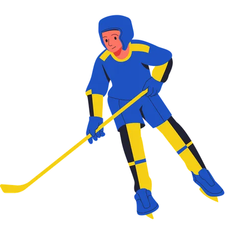 Hockey Player Catching Ball  Illustration