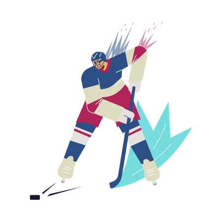 Hockey Players in uniform with helmet playing hockey  Illustration