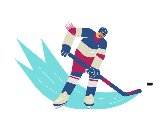 Hockey Players  with brassy and puck moving fast forward  Illustration