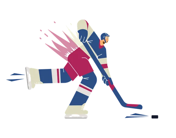 Hockey Players with brassy and puck moving fast forward  Illustration