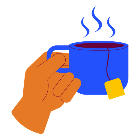 Holding a cup of tea  Illustration