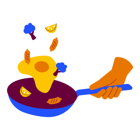 Holding a frying pan  Illustration