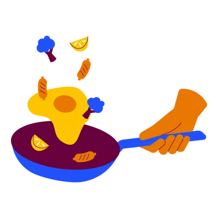 Holding a frying pan  Illustration