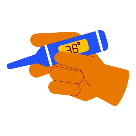 Holding a Thermometer Illustration