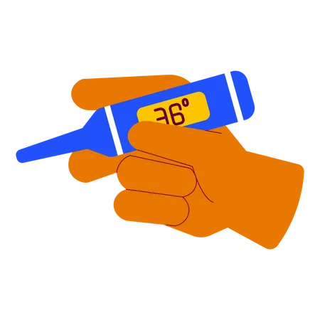 Holding a Thermometer  Illustration