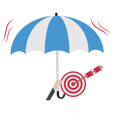 Holding an umbrella to protect target  Illustration