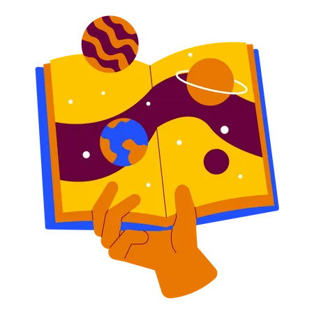 Holding astronomy book  Illustration