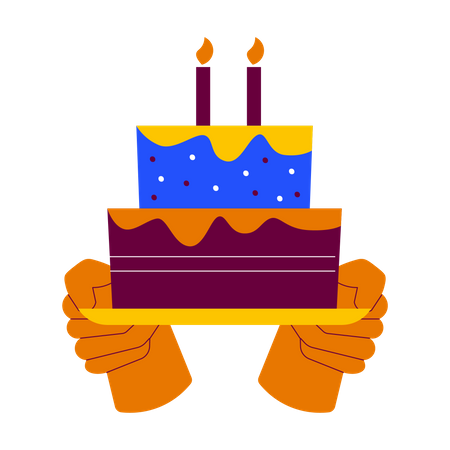 Holding birthday cake Illustration