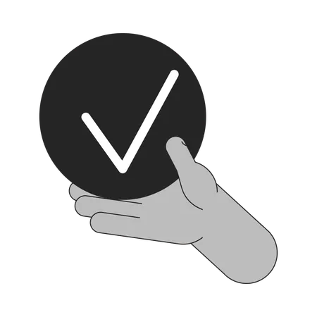 Holding Bullet Point With Check Mark Bw Concept Vector Spot Illustration Completed Task 2 D Cartoon Flat Line Monochromatic Hand For Web UI Design Editable Isolated Outline Hero Image Illustration