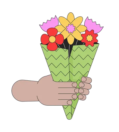 Holding bunch of flower  Illustration