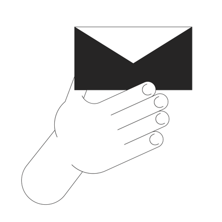 Holding closed envelope cartoon human hand  Illustration