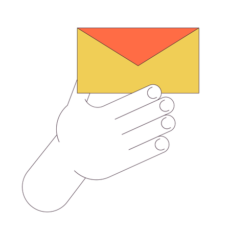 Holding closed envelope linear cartoon character hand illustration  일러스트레이션