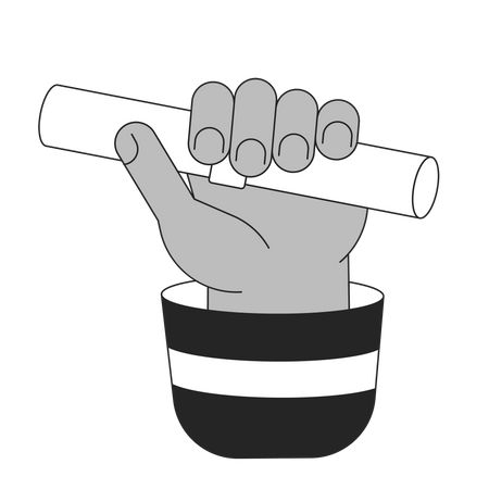 Holding diploma scroll  hand  Illustration