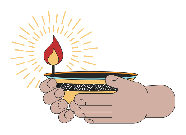 Holding diwali lamp  Illustration