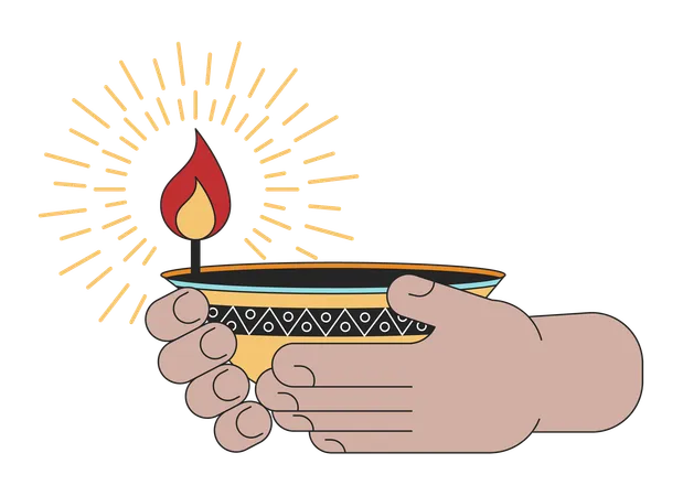 Holding diwali lamp  Illustration