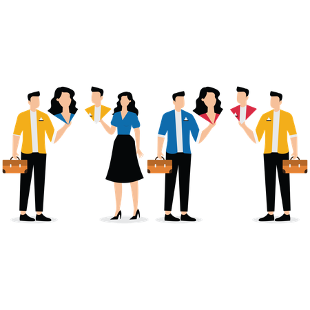 Holding Employee Headshots  Illustration