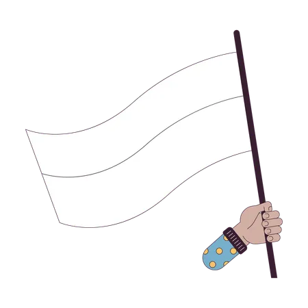 Holding flag  Illustration