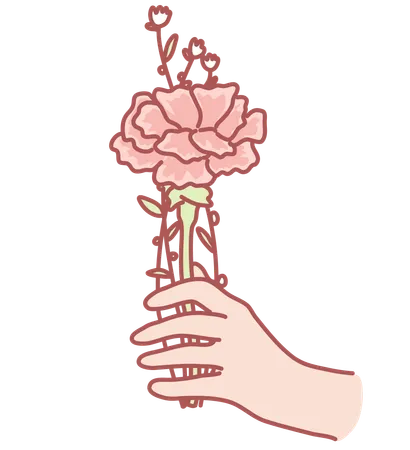 Holding flower  Illustration