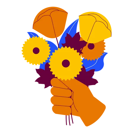 Holding flower  Illustration