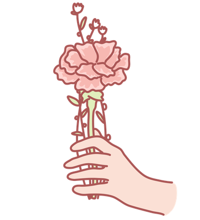 Holding flower  イラスト
