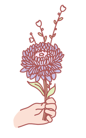 Holding flower  イラスト