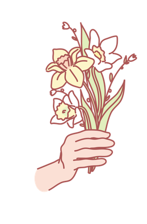 Holding flower  イラスト