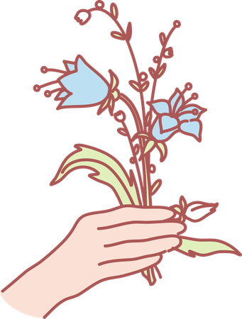 Holding flower  イラスト
