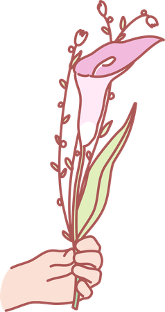 Holding flower  イラスト