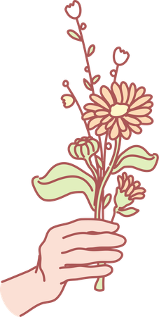 Holding flower  イラスト