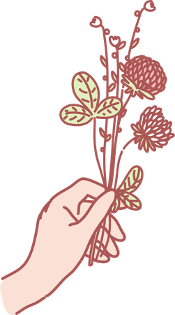 Holding flower  イラスト