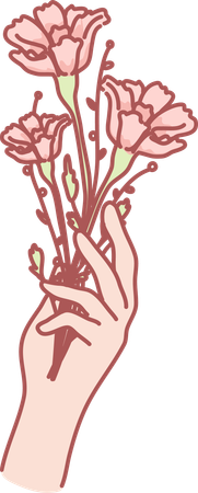 Holding flower  イラスト