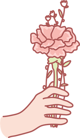 Holding flower  イラスト