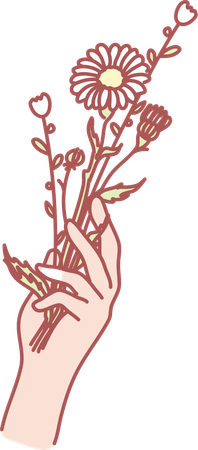 Holding flower  イラスト