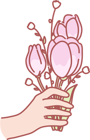 Holding flower  イラスト