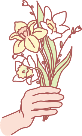 Holding flower  イラスト