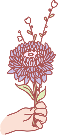 Holding flower  イラスト