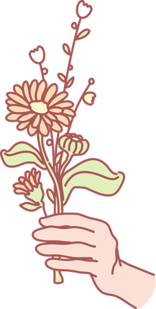 Holding flower  イラスト