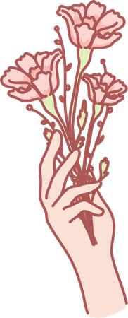 Holding flower  イラスト