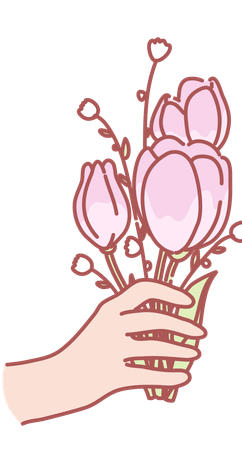Holding flower  イラスト