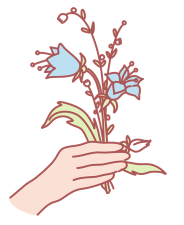 Holding flower  イラスト