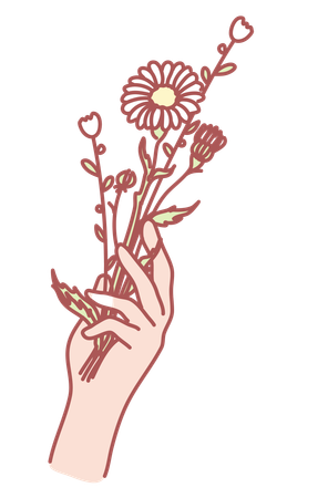 Holding flower  イラスト