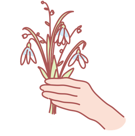 Holding flower  イラスト
